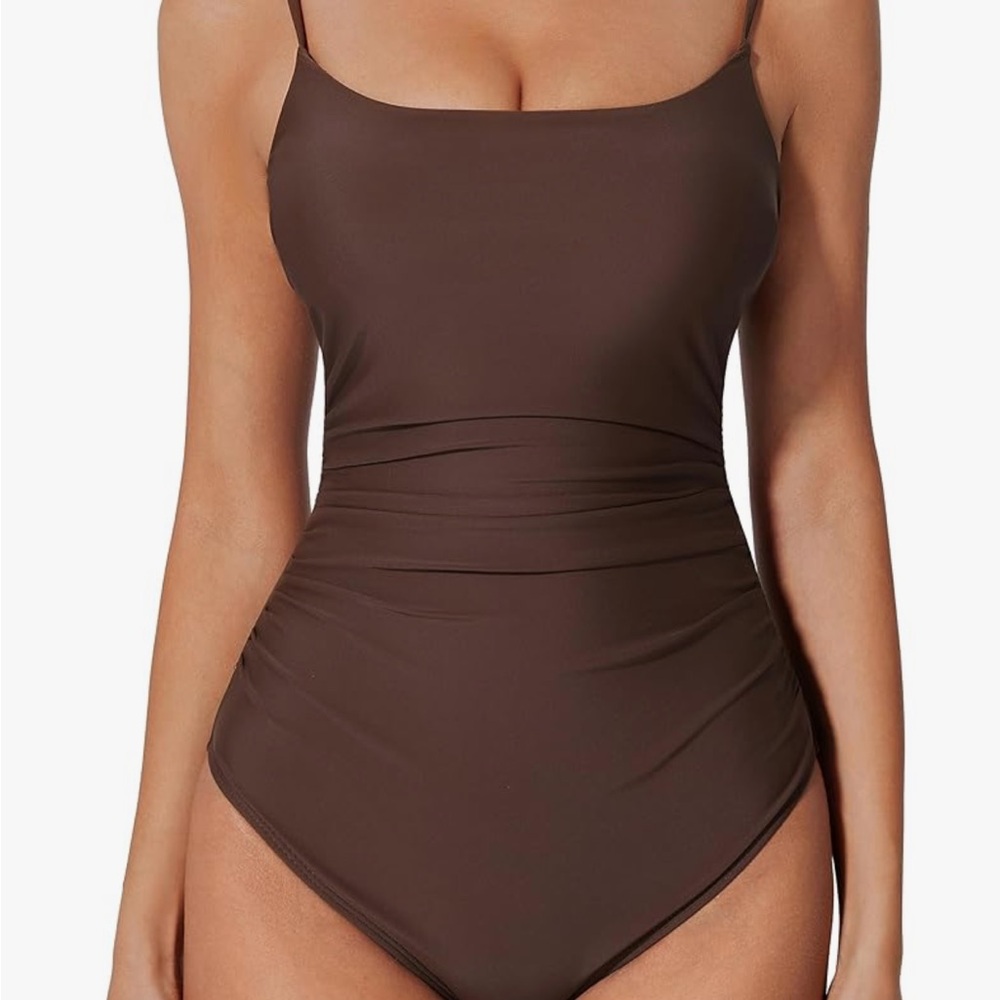 Elegant Brown One-Piece Swimsuit